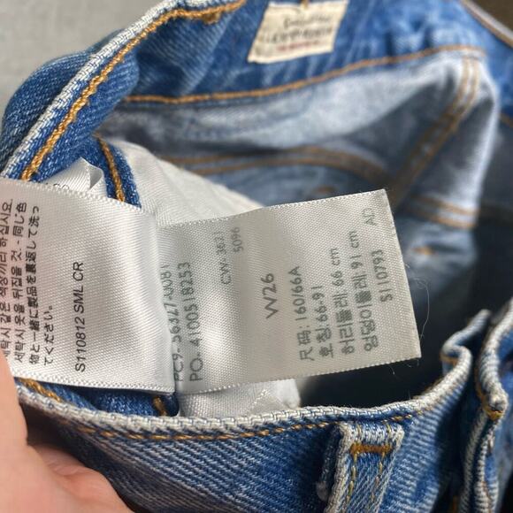 Levis 501 womens BIG E high waisted jean denim shorts distressed button fly 26 - Picture 6 of 11